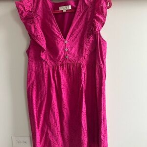 Loft Outlet Pink Ruffle Sleeve Mini Dress